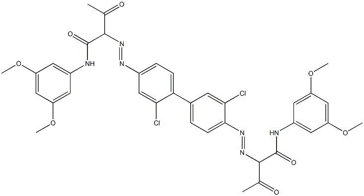 4,4'-ビス[[1-(3,5-ジメトキシフェニルアミノ)-1,3-ジオキソブタン-2-イル]アゾ]-2,3-ジクロロ-1,1'-ビフェニル 化学構造式