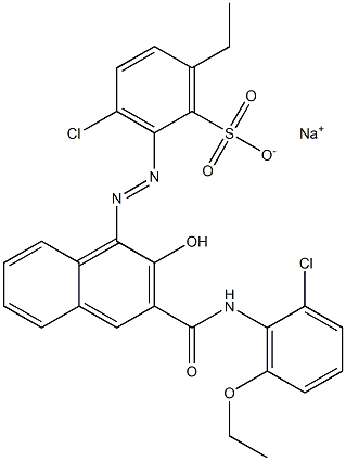 3-Chloro-6-ethyl-2-[[3-[[(2-chloro-6-ethoxyphenyl)amino]carbonyl]-2-hydroxy-1-naphtyl]azo]benzenesulfonic acid sodium salt,,结构式