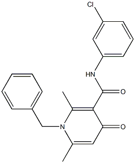 1-Benzyl-1,4-dihydro-2,6-dimethyl-N-(3-chlorophenyl)-4-oxopyridine-3-carboxamide Struktur