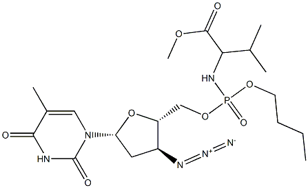 3'-Azido-3'-deoxythymidine-5'-[[[1-isopropyl-2-methoxy-2-oxoethyl]amino]phosphonic acid butyl] ester 结构式