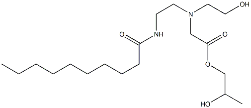 [N-(2-デカノイルアミノエチル)-N-(2-ヒドロキシエチル)アミノ]酢酸2-ヒドロキシプロピル 化学構造式