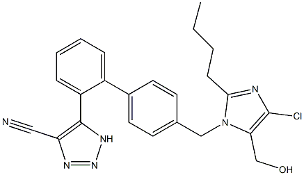 5-[4'-[(2-Butyl-4-chloro-5-hydroxymethyl-1H-imidazol-1-yl)methyl]-1,1'-biphenyl-2-yl]-1H-1,2,3-triazole-4-carbonitrile,,结构式