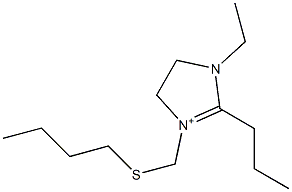1-エチル-2-プロピル-3-[(ブチルチオ)メチル]-4,5-ジヒドロ-1H-イミダゾール-3-イウム 化学構造式