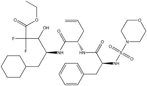 (4S)-4-[(S)-2-(N-Morpholinosulfonyl-L-phenylalanylamino)-4-pentenoylamino]-5-cyclohexyl-2,2-difluoro-3-hydroxyvaleric acid ethyl ester,,结构式