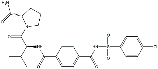 (2S)-1-[(2S)-2-[4-[(4-クロロフェニル)スルホニルアミノカルボニル]ベンゾイルアミノ]-3-メチル-1-オキソブチル]ピロリジン-2-カルボアミド 化学構造式