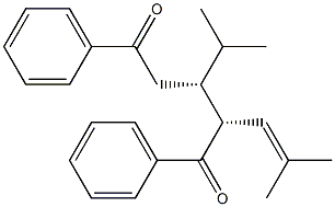 (2R,3R)-3-(1-メチルエチル)-2-(2-メチル-1-プロペニル)-1,5-ジフェニル-1,5-ペンタンジオン 化学構造式