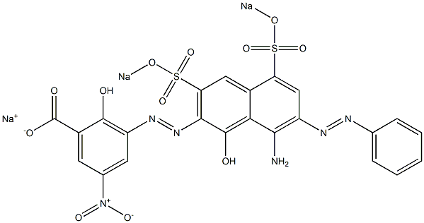 3-[[8-Amino-1-hydroxy-7-phenylazo-3,5-bis(sodiosulfo)-2-naphthalenyl]azo]-2-hydroxy-5-nitrobenzoic acid sodium salt Structure