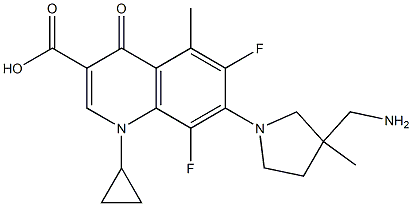 1-Cyclopropyl-6,8-difluoro-1,4-dihydro-5-methyl-4-oxo-7-(3-aminomethyl-3-methyl-1-pyrrolidinyl)quinoline-3-carboxylic acid Struktur