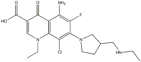 5-Amino-8-chloro-1-ethyl-6-fluoro-1,4-dihydro-4-oxo-7-[3-(ethylaminomethyl)-1-pyrrolidinyl]quinoline-3-carboxylic acid Structure