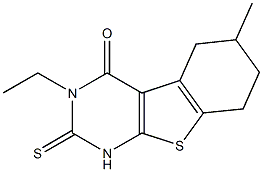 1,2,5,6,7,8-Hexahydro-3-ethyl-6-methyl-2-thioxo[1]benzothieno[2,3-d]pyrimidin-4(3H)-one Struktur
