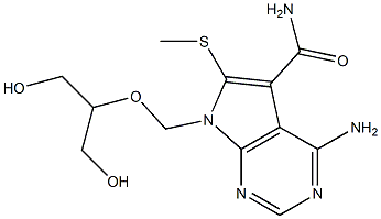 4-Amino-6-methylthio-7-(2-hydroxy-1-hydroxymethylethoxymethyl)-7H-pyrrolo[2,3-d]pyrimidine-5-carboxamide Struktur