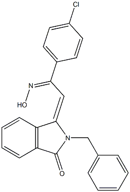 (1E)-2-ベンジル-1-[(2E)-2-ヒドロキシイミノ-2-(4-クロロフェニル)エチリデン]-1H-イソインドール-3(2H)-オン 化学構造式