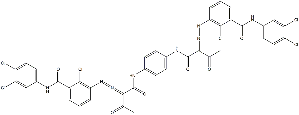 3,3'-[1,4-フェニレンビス[イミノカルボニル(アセチルメチレン)アゾ]]ビス[N-(3,4-ジクロロフェニル)-2-クロロベンズアミド] 化学構造式