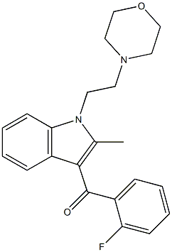 3-(2-フルオロベンゾイル)-2-メチル-1-[2-モルホリノエチル]-1H-インドール 化学構造式