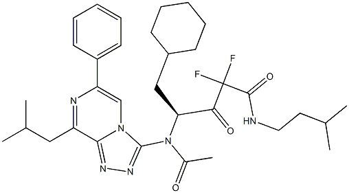 (4S)-5-Cyclohexyl-2,2-difluoro-4-[[8-isobutyl-6-phenyl-1,2,4-triazolo[4,3-a]pyrazin-3-yl]acetylamino]-N-isopentyl-3-oxovaleramide Structure