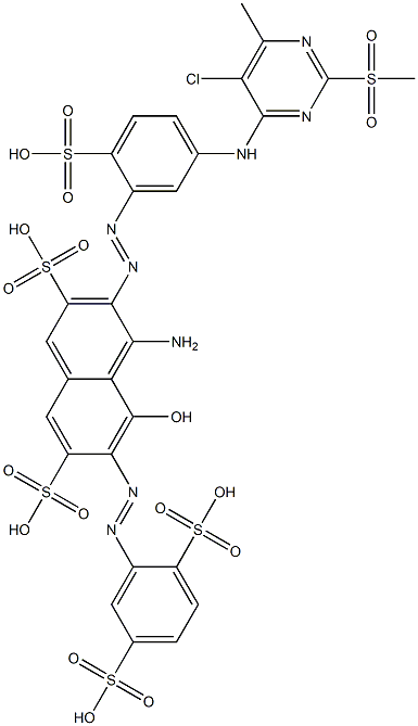 4-Amino-3-[[5-[[5-chloro-6-methyl-2-(methylsulfonyl)-4-pyrimidinyl]amino]-2-sulfophenyl]azo]-6-[(2,5-disulfophenyl)azo]-5-hydroxy-2,7-naphthalenedisulfonic acid Struktur