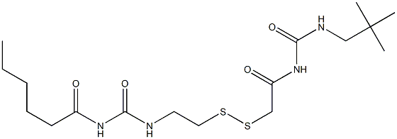 1-Hexanoyl-3-[2-[[(3-neopentylureido)carbonylmethyl]dithio]ethyl]urea Structure