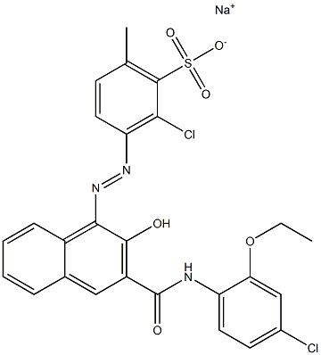 2-Chloro-6-methyl-3-[[3-[[(4-chloro-2-ethoxyphenyl)amino]carbonyl]-2-hydroxy-1-naphtyl]azo]benzenesulfonic acid sodium salt Structure