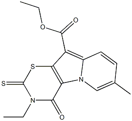 3,4-Dihydro-4-oxo-2-thioxo-3-ethyl-7-methyl-2H-1,3-thiazino[6,5-b]indolizine-10-carboxylic acid ethyl ester Structure