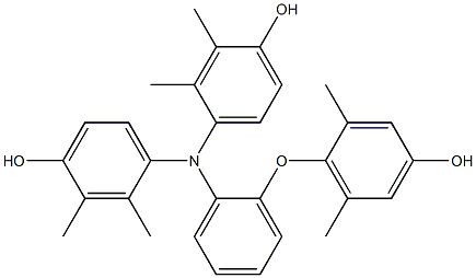 N,N-Bis(4-hydroxy-2,3-dimethylphenyl)-2-(4-hydroxy-2,6-dimethylphenoxy)benzenamine,,结构式