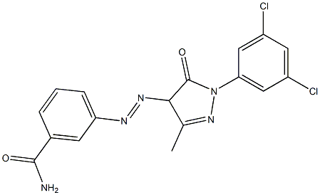 4-(3-Carbamoylphenylazo)-1-(3,5-dichlorophenyl)-3-methyl-5(4H)-pyrazolone Struktur