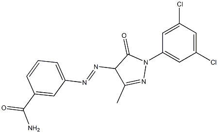 4-(3-カルバモイルフェニルアゾ)-1-(3,5-ジクロロフェニル)-3-メチル-5(4H)-ピラゾロン 化学構造式