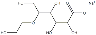 2,3,4,6-テトラヒドロキシ-5-(2-ヒドロキシエトキシ)ヘキサン酸ナトリウム 化学構造式