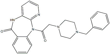 5,11-Dihydro-11-[[4-benzyl-1-piperazinyl]acetyl]-6H-pyrido[2,3-b][1,4]benzodiazepin-6-one,,结构式