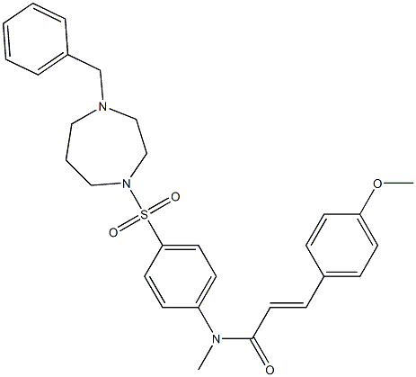 N-Methyl-4-methoxy-N-[4-[4-benzyl-1,4-diazacycloheptan-1-ylsulfonyl]phenyl]-trans-cinnamamide Structure