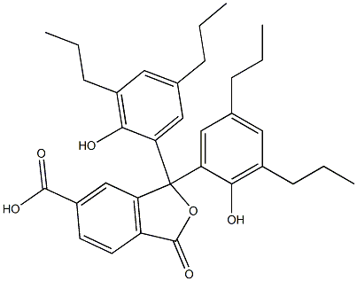 1,3-ジヒドロ-1,1-ビス(2-ヒドロキシ-3,5-ジプロピルフェニル)-3-オキソイソベンゾフラン-6-カルボン酸 化学構造式