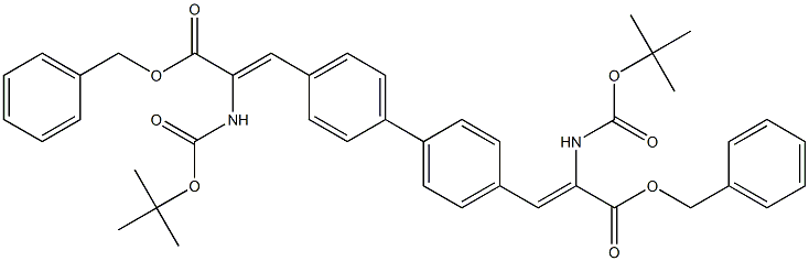 3,3'-([1,1'-Biphenyl]-4,4'-diyl)bis[2-[(tert-butoxy)carbonylamino]acrylic acid]dibenzyl ester Struktur