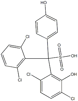 (2,6-Dichlorophenyl)(2,5-dichloro-6-hydroxyphenyl)(4-hydroxyphenyl)methanesulfonic acid Struktur