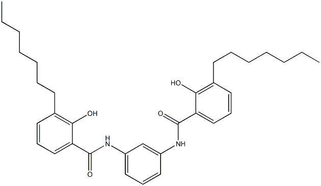 N,N'-Bis(3-heptylsalicyloyl)-m-phenylenediamine Structure