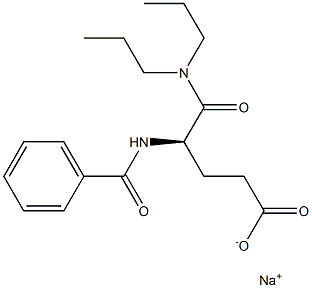 (R)-4-(ベンゾイルアミノ)-5-(ジプロピルアミノ)-5-オキソ吉草酸ナトリウム 化学構造式