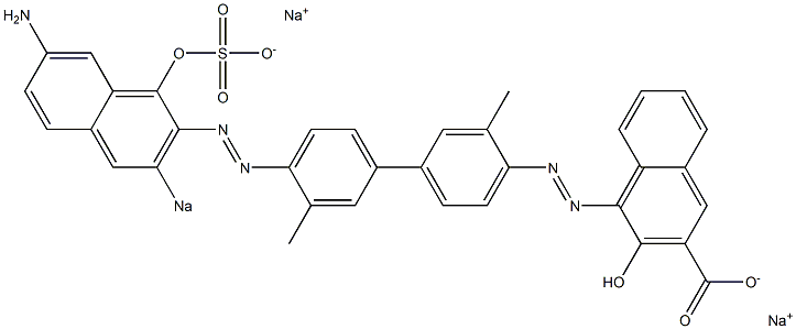 4-[[4'-[(7-Amino-1-hydroxy-3-sodiosulfo-2-naphthalenyl)azo]-3,3'-dimethyl-1,1'-biphenyl-4-yl]azo]-3-hydroxynaphthalene-2-carboxylic acid sodium salt,,结构式