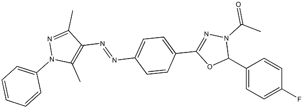 4-Acetyl-5-(4-fluorophenyl)-4,5-dihydro-2-[4-[(3,5-dimethyl-1-phenyl-1H-pyrazol-4-yl)azo]phenyl]-1,3,4-oxadiazole Structure