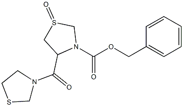3-ベンジルオキシカルボニル-4-[(チアゾリジン-3-イル)カルボニル]チアゾリジン1-オキシド 化学構造式