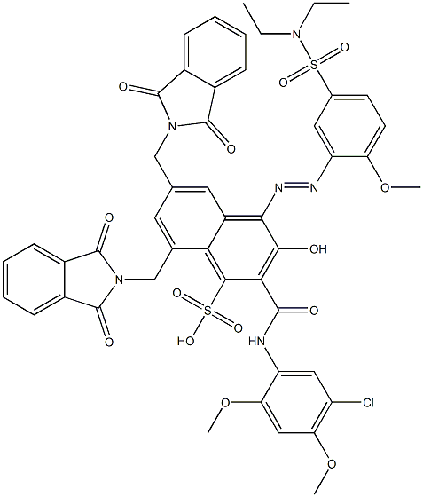 2-[(5-Chloro-2,4-dimethoxyphenyl)aminocarbonyl]-4-[5-[(diethylamino)sulfonyl]-2-methoxyphenylazo]-3-hydroxy-6,8-bis(phthalimidylmethyl)naphthalene-1-sulfonic acid