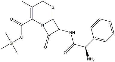 7-[(R)-2-Amino-2-phenylacetylamino]-3-methyl-8-oxo-5-thia-1-azabicyclo[4.2.0]oct-2-ene-2-carboxylic acid trimethylsilyl ester Structure