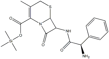 7-[(R)-2-Amino-2-phenylacetylamino]-3-methyl-8-oxo-5-thia-1-azabicyclo[4.2.0]oct-2-ene-2-carboxylic acid trimethylsilyl ester Struktur