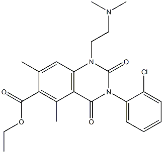 1,2,3,4-Tetrahydro-3-(2-chlorophenyl)-1-(2-dimethylaminoethyl)-5,7-dimethyl-2,4-dioxoquinazoline-6-carboxylic acid ethyl ester,,结构式