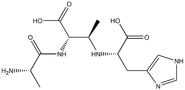 (2S,3R)-2-[(L-Alanyl)amino]-3-[[(1S)-2-(1H-imidazol-4-yl)-1-carboxyethyl]amino]butyric acid Struktur