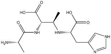(2S,3R)-2-[(L-アラニル)アミノ]-3-[[(1S)-2-(1H-イミダゾール-4-イル)-1-カルボキシエチル]アミノ]酪酸 化学構造式