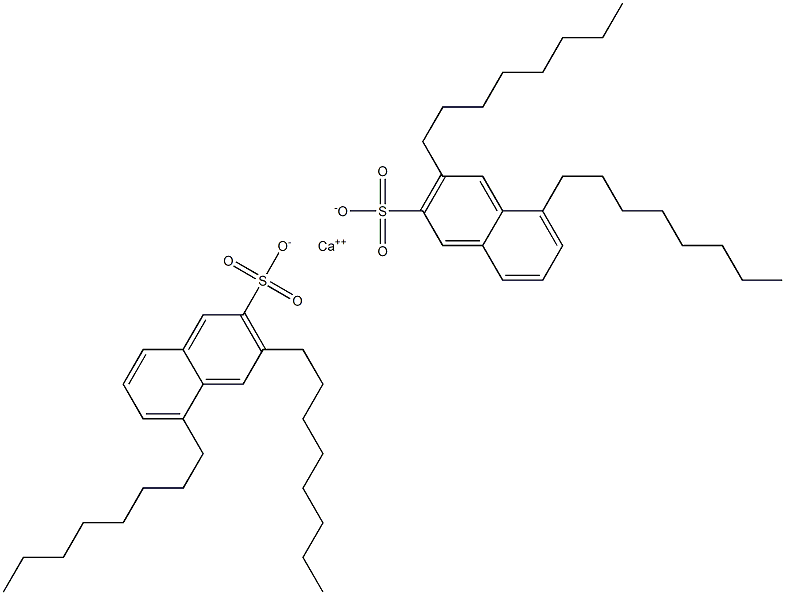 ビス(3,5-ジオクチル-2-ナフタレンスルホン酸)カルシウム 化学構造式