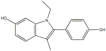 2-(4-Hydroxyphenyl)-1-ethyl-3-methyl-1H-indol-6-ol,,结构式