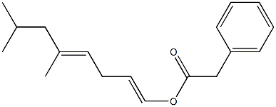 Phenylacetic acid 5,7-dimethyl-1,4-octadienyl ester Structure
