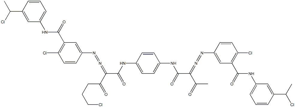 3,3'-[2-(2-Chloroethyl)-1,4-phenylenebis[iminocarbonyl(acetylmethylene)azo]]bis[N-[3-(1-chloroethyl)phenyl]-6-chlorobenzamide] Struktur