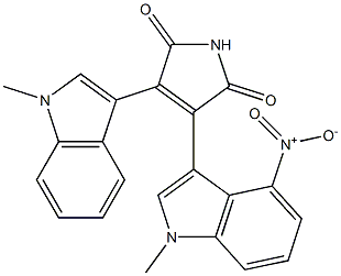 3-(4-Nitro-1-methyl-1H-indol-3-yl)-4-(1-methyl-1H-indol-3-yl)-1H-pyrrole-2,5-dione,,结构式