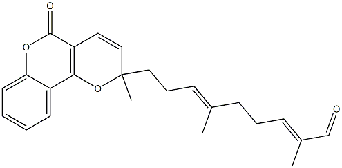 2-[(3E,7E)-9-Oxo-4,8-dimethyl-3,7-nonadien-1-yl]-2-methyl-2H,5H-pyrano[3,2-c][1]benzopyran-5-one Struktur