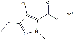 4-クロロ-3-エチル-1-メチル-1H-ピラゾール-5-カルボン酸ナトリウム 化学構造式